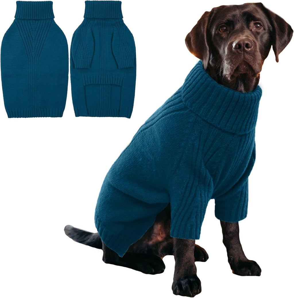 IECOii XXL Dog Sweater,Thermal Knit Big Dog Sweater Christmas,Pet Turtleneck Doggy Sweatshirt for Extra Large Dogs Boy Girl,Stretchy Large Dogs Cold Weather Outfit Pitbull Clothes,(Green XXL) - Image 9