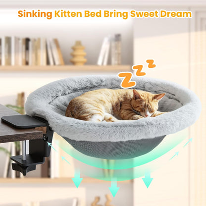 Close up of the Pawaboo desk cat hammock steel clamp