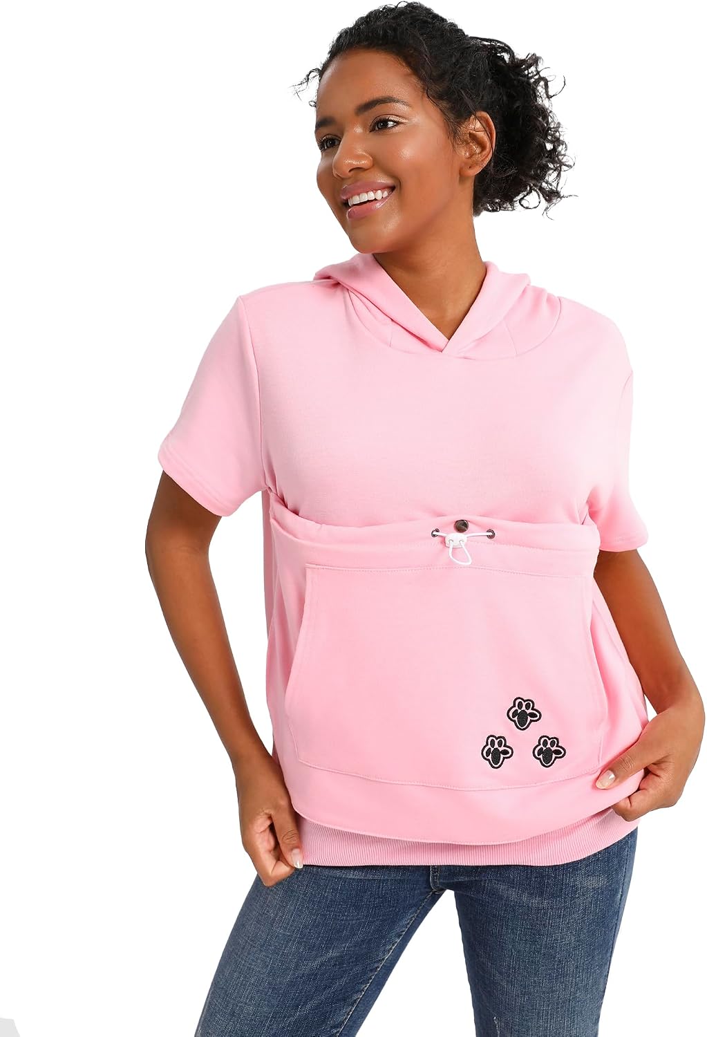 ALYC Pet Pouch Shirt Short Sleeve Kitten Puppy Holder Thin Hoodies Small Animal Carrier Sweatshirt for Women - Image 8