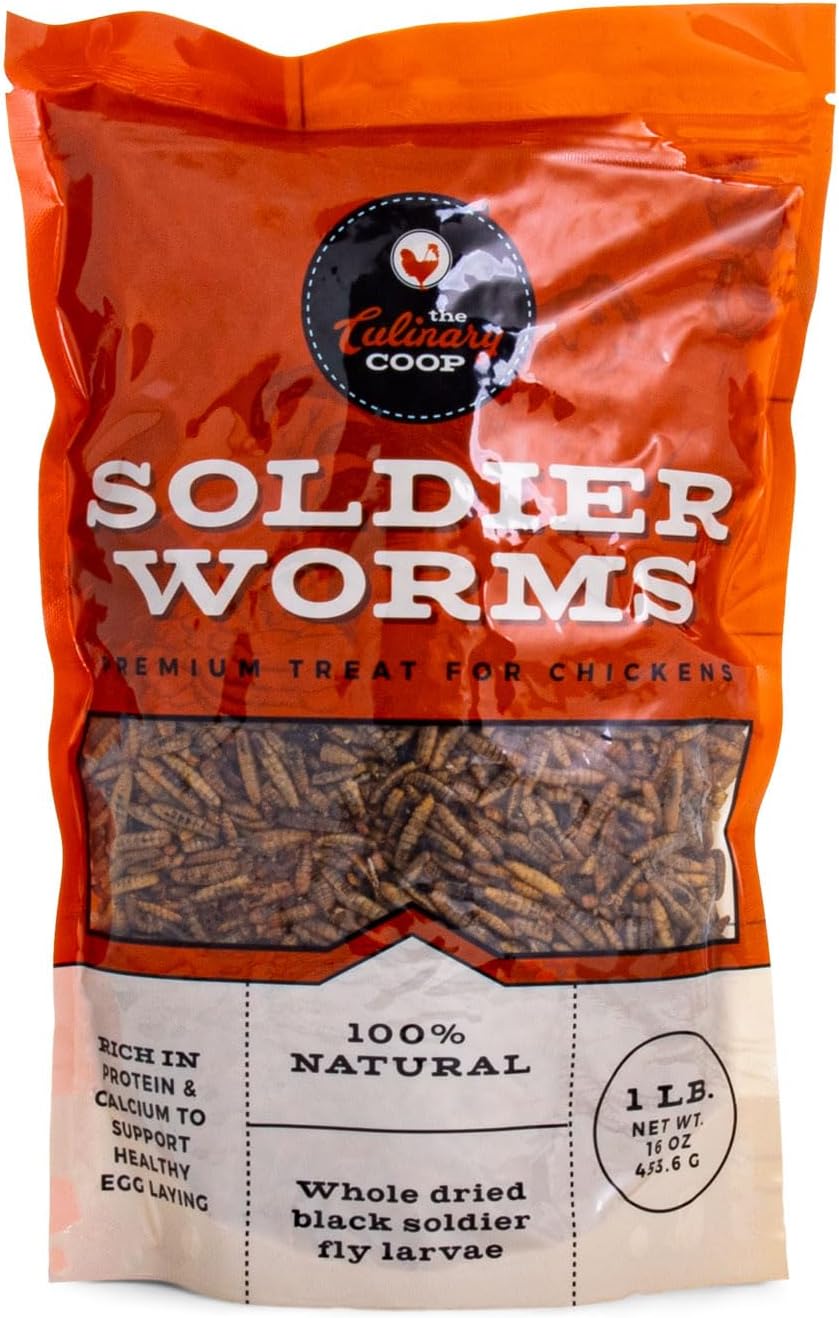 Fluker's Culinary Coop premium chicken treats dried soldier worms front packaging