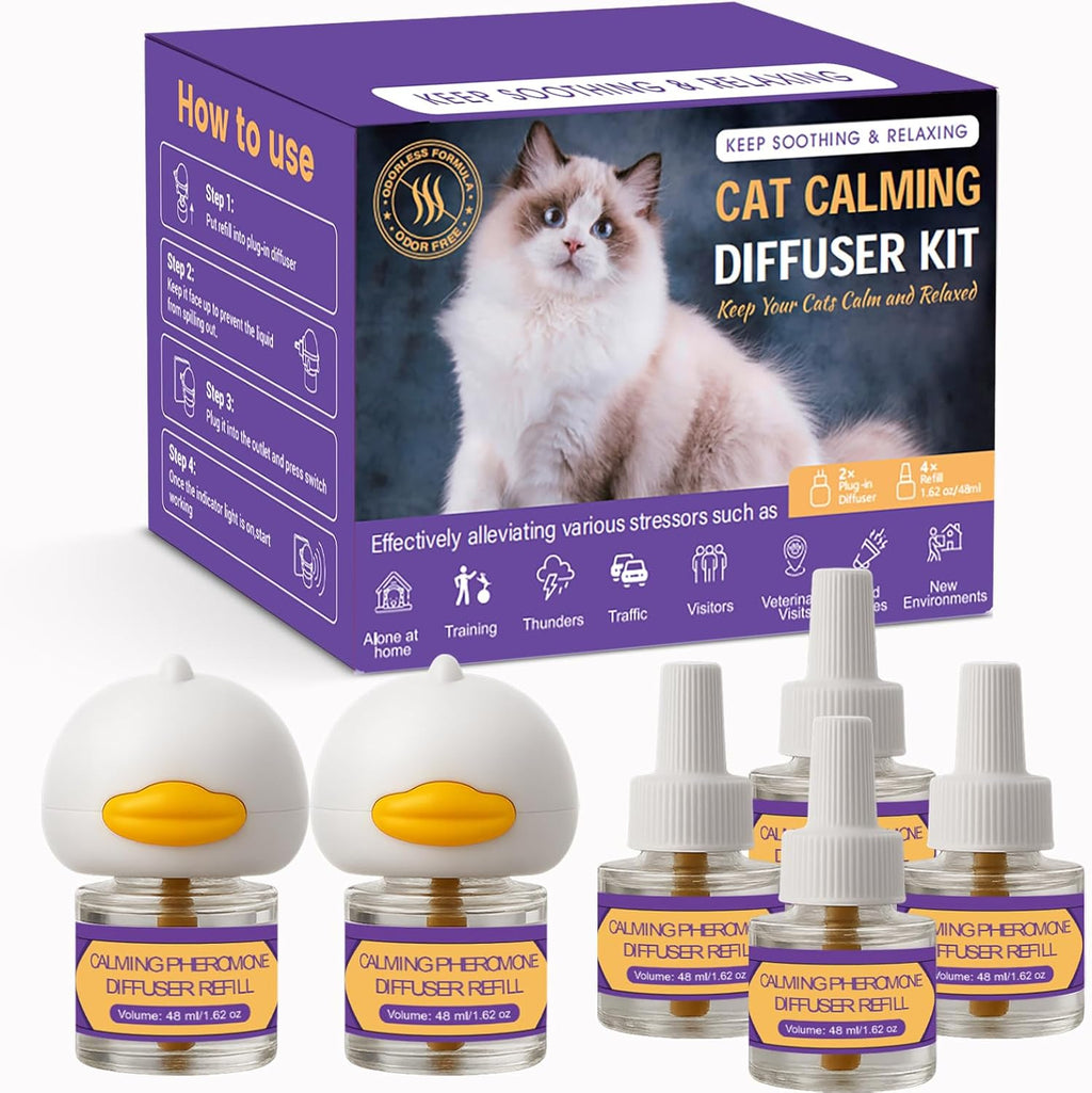 WEALLIN Cat Calming Pheromone Diffuser Kit front view with two plug-ins and four refills
