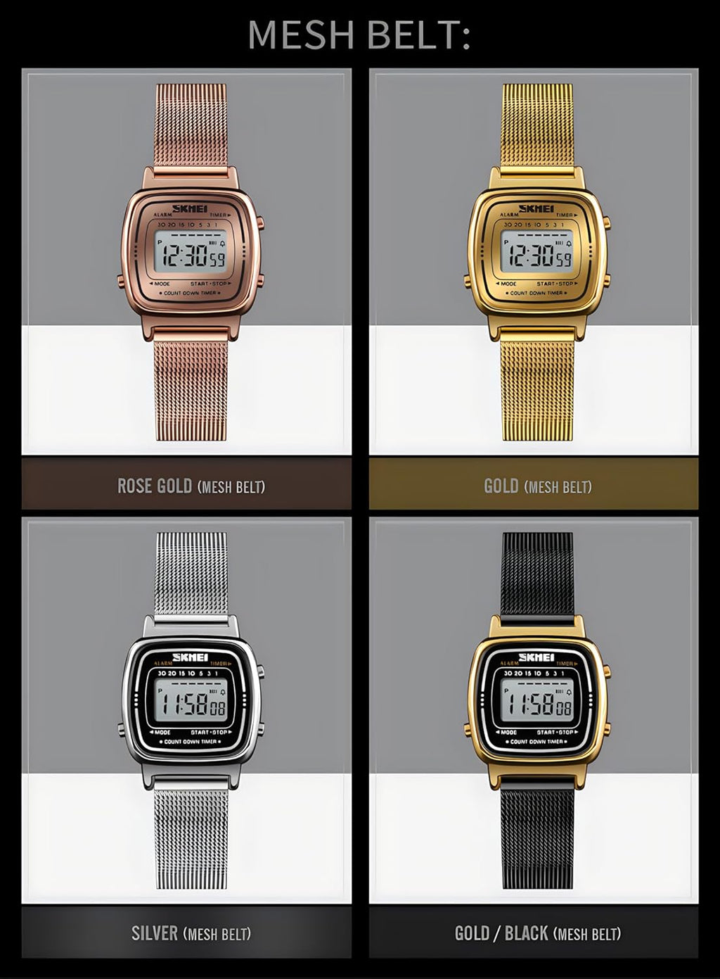 Stainless steel case cover back view of the authentic MASTOP women's casual simple timepiece highlighting its durable construction.