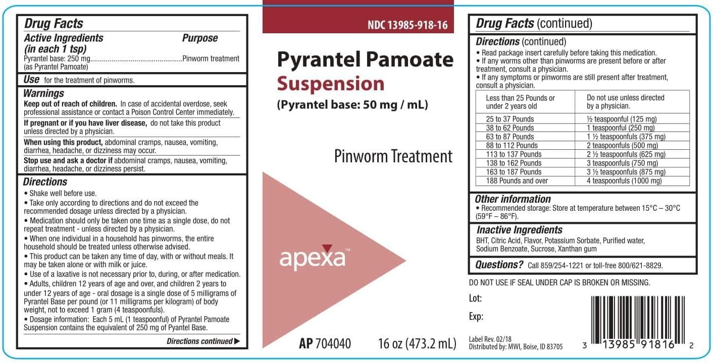 Apexa liquid dewormer 16 Ounce bottle showing dosage instructions
