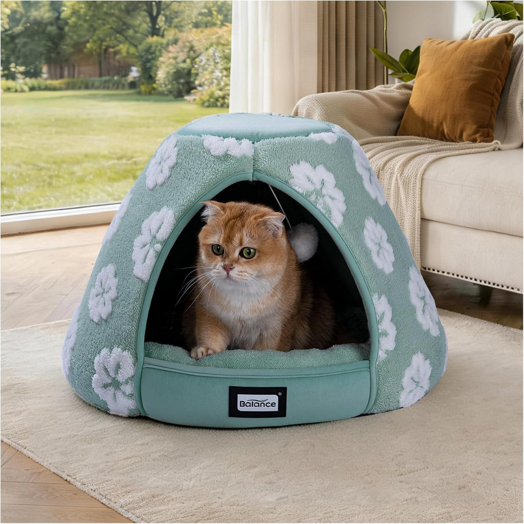 BALANCE Cat Beds for Indoor Cats, 2-in-1 Cat Bed Cave with Anti-Slip Bottom and Ultra-Soft Plush, Cozy Cats House Tent for Kittens and Small Dogs, 19 Inches, Blue - Image 12