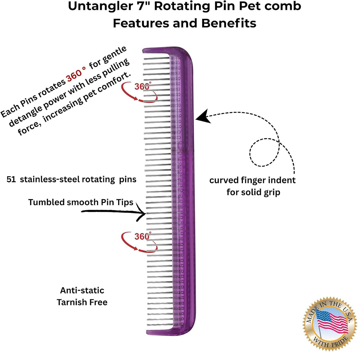 Handheld view of Untangler 7 inch pet mat removal tool