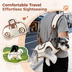 Atiansen multi-functional dog backpack carrier detailing the heavy-duty metal buckles and reinforced nylon support straps.