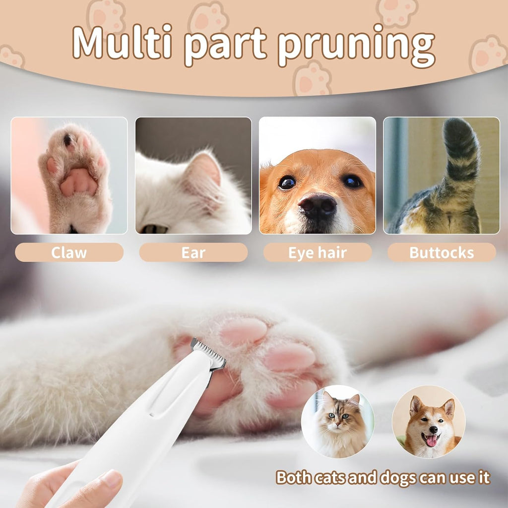 Close-up of the professional pet paw trimmer widened stainless steel blades highlighting the safe rounded edges.