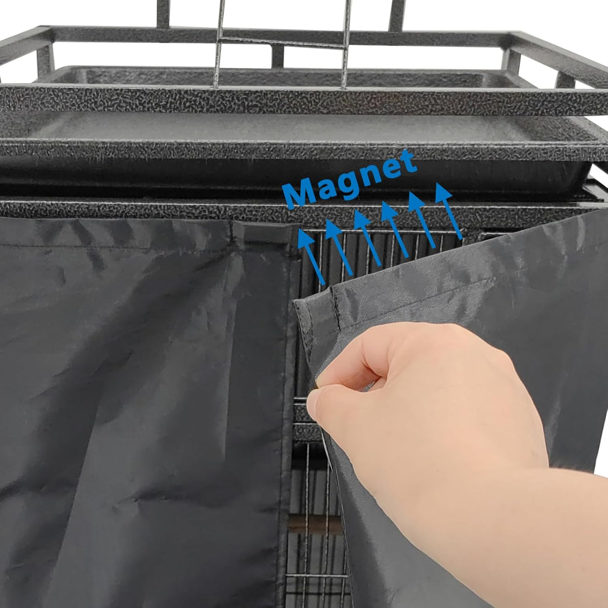 Close up view of breathable nylon twill fabric texture on bird cage cover