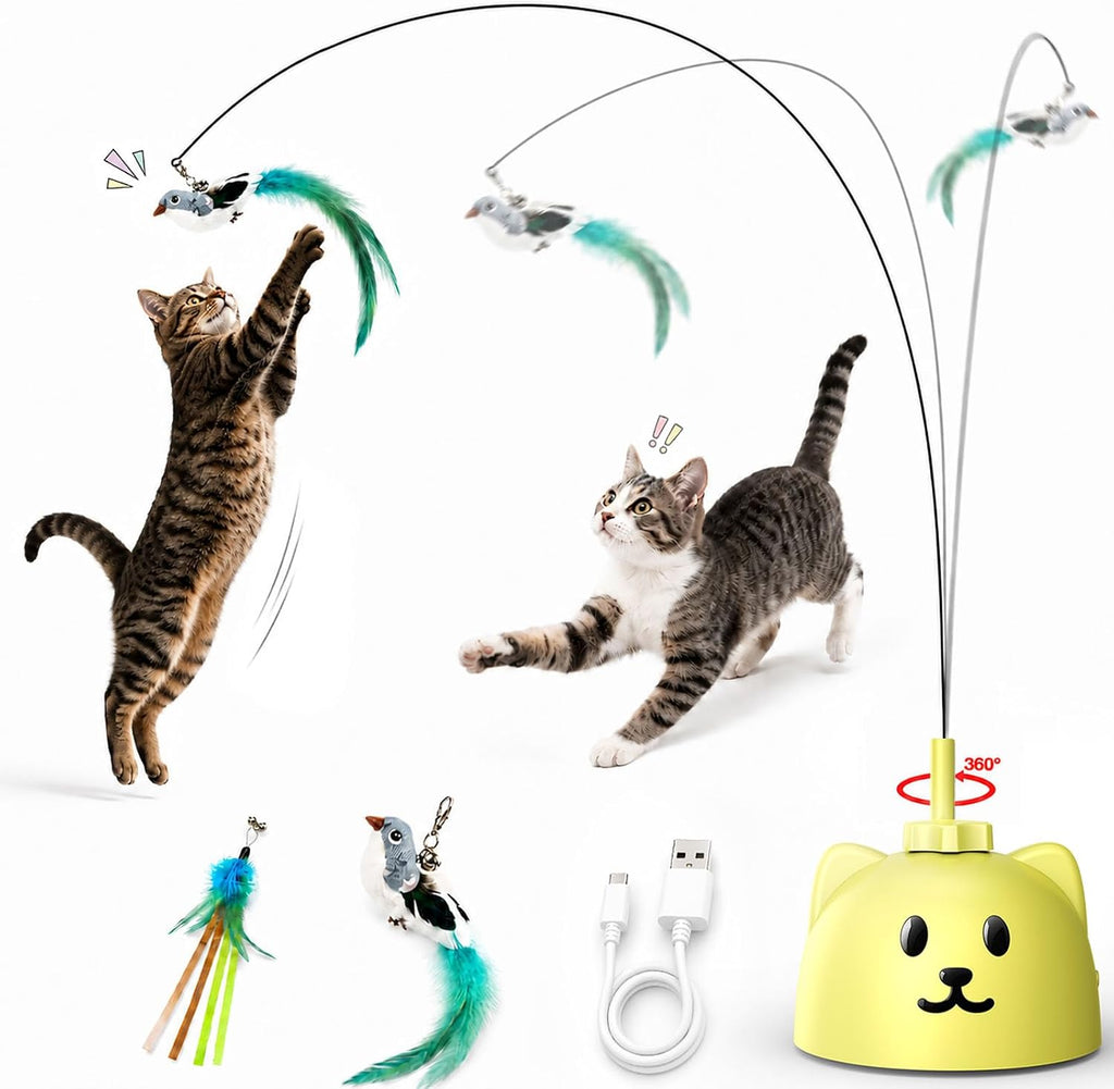 Interactive Cat Toys for Indoor Cats, Automatic Flying Bird Cat Toy with 360 degrees Feather Wand, Strong 8cm Suction Cup, USB Rechargeable Self-Play Cat Toy for Bored Kittens & Adult Cats - Image 12