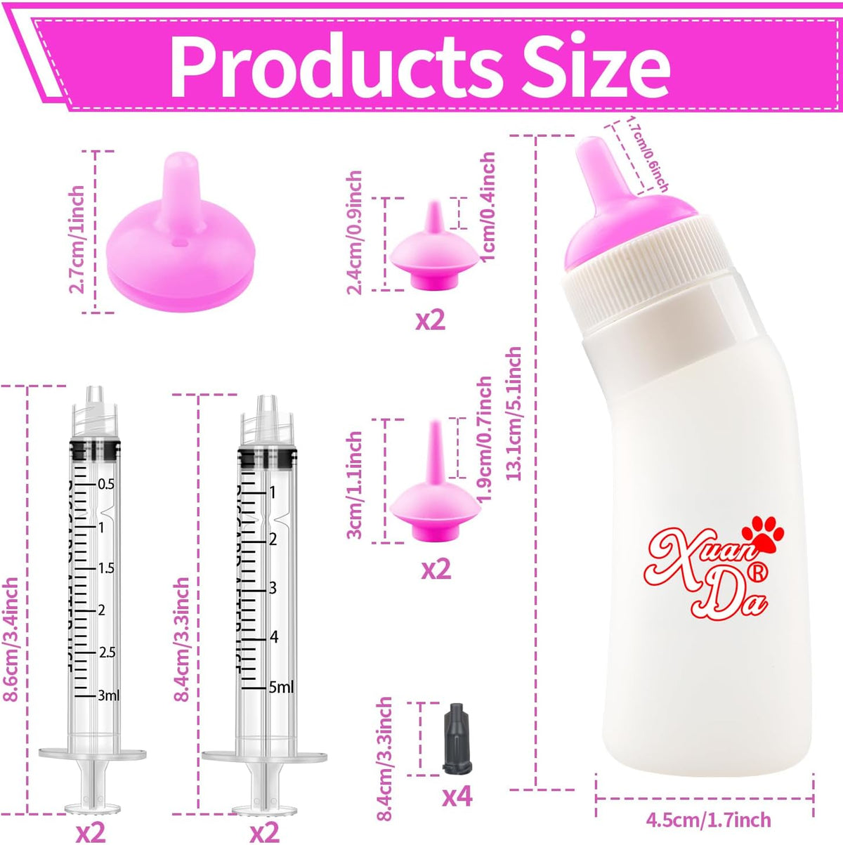 Xuanda nursing pet feeding bottle fourteen piece set with measurement scale