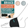 Vive Foot Arch Support Brace pair front view showing gray neoprene material.