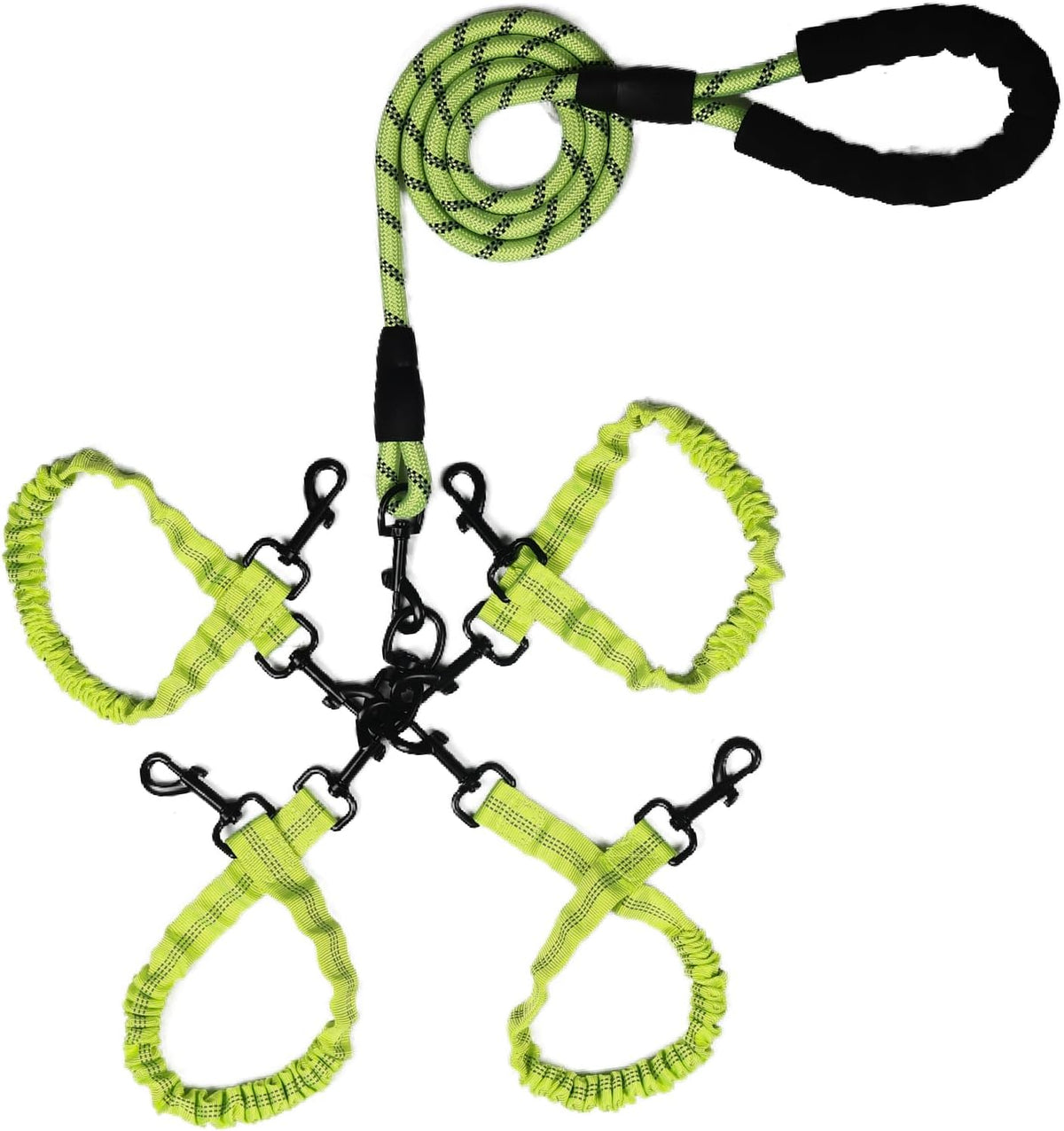 Dog Double Leashes,Rope Bungee Four Leash with Padded Handle Removable for 4 Dogs,Tangle-Free, Padded Handles, 360 degrees Swivel Control (Orange, 4 Way) - Image 15