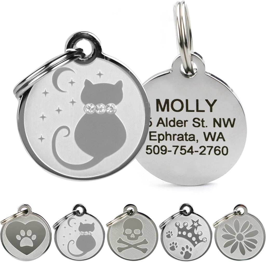 GoTags Stainless Steel Cat ID Tags, Available in Mouse and Cat Shapes, Includes up to 4 Lines of Custom Engraved Personalized Text - Image 12