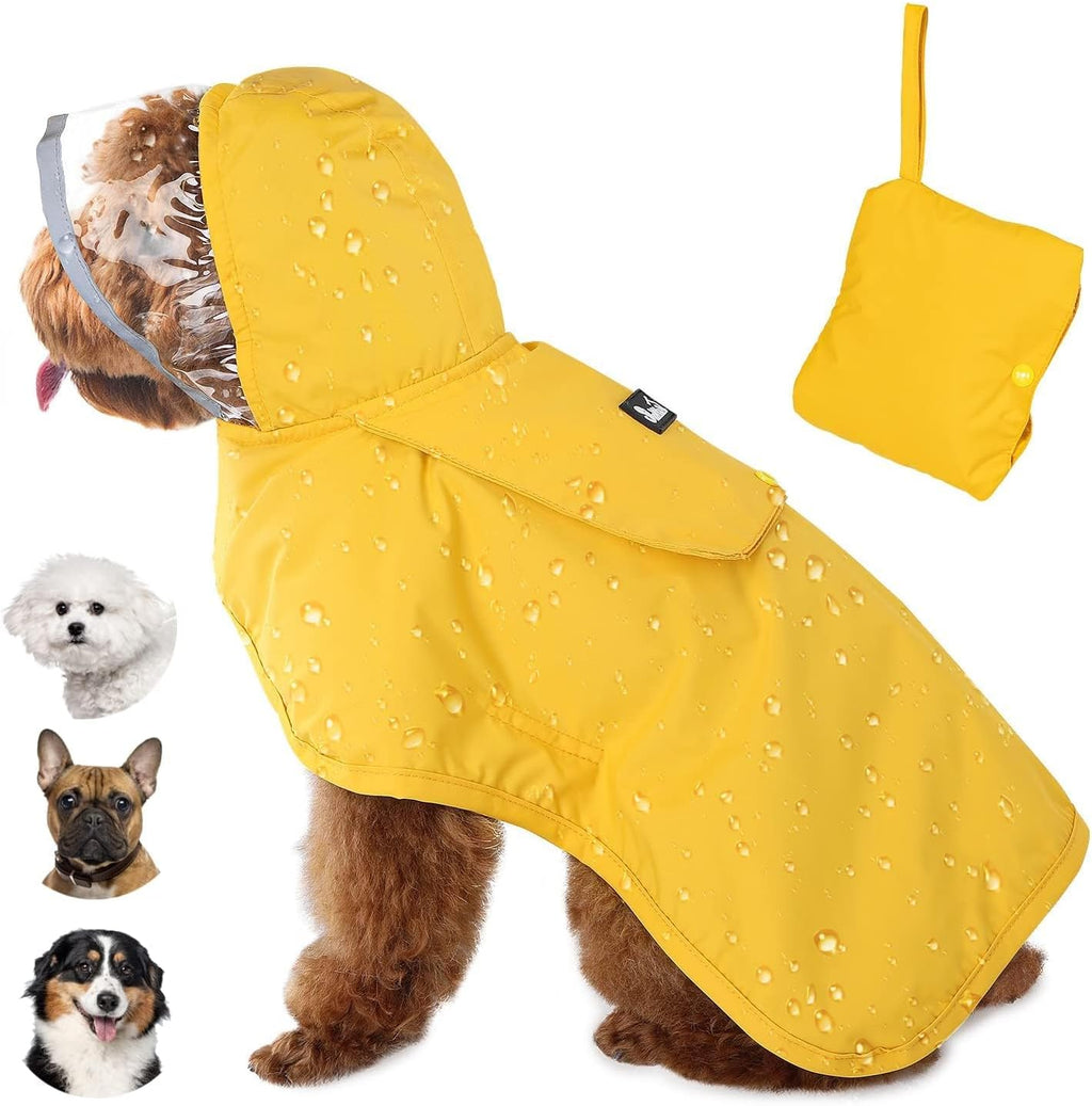 Lukovee Dog Raincoat, Adjustable Dog Rain Jacket with Clear Hooded Double Layer for Large Medium Small Dogs Puppies, Waterproof Rain Coat Poncho with Reflective Storage Pocket & Rim (Yellow, L) - Image 14
