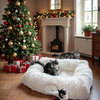 Detached view of the plush central cushion resting next to the main XxingSheep flexible cat cave structure