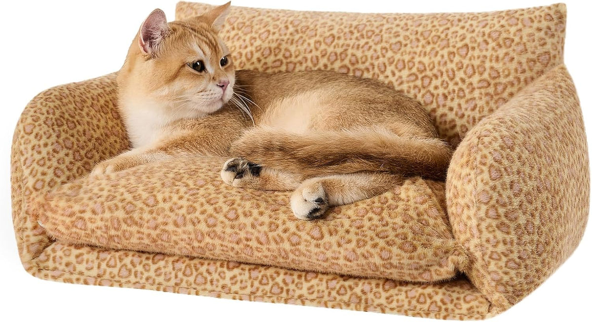 Hollypet Cat Bed Fluffy Plush Multifunctional Double-Layer Machine Washable Soft Warming Kitty Pet Couch Orthopedic Nest Beds for Small Cats Kitten and Dogs up to 13lbs, Khaki(21x15x8 inch) - Image 10