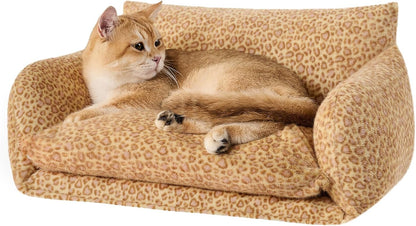 Hollypet Cat Bed Fluffy Plush Multifunctional Double-Layer Machine Washable Soft Warming Kitty Pet Couch Orthopedic Nest Beds for Small Cats Kitten and Dogs up to 13lbs, Khaki(21x15x8 inch) - Image 10