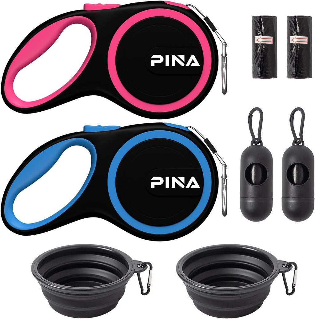 PINA Retractable Dog Leash, 26ft Dog Leash for Small Medium Large Dogs Up to 110lbs, 360 degrees Tangle-Free Strong Reflective Nylon Tape, with Anti-Slip Handle, One-Handed Brake, Lock - 2PACK - Image 12