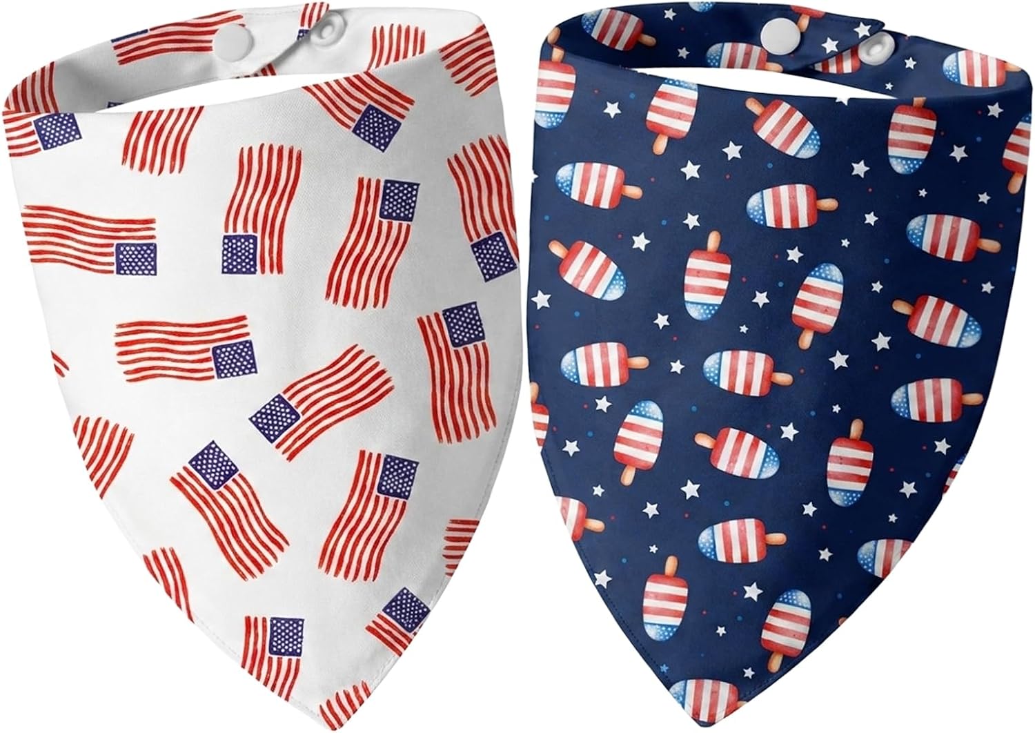 Dimidium patriotic dog bandana front view with American flag pattern.