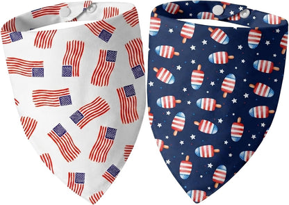 Dimidium patriotic dog bandana front view with American flag pattern.
