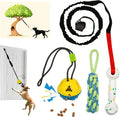 GDuolaPaws interactive dog bungee tug toy four piece set front view showing black elastic rope