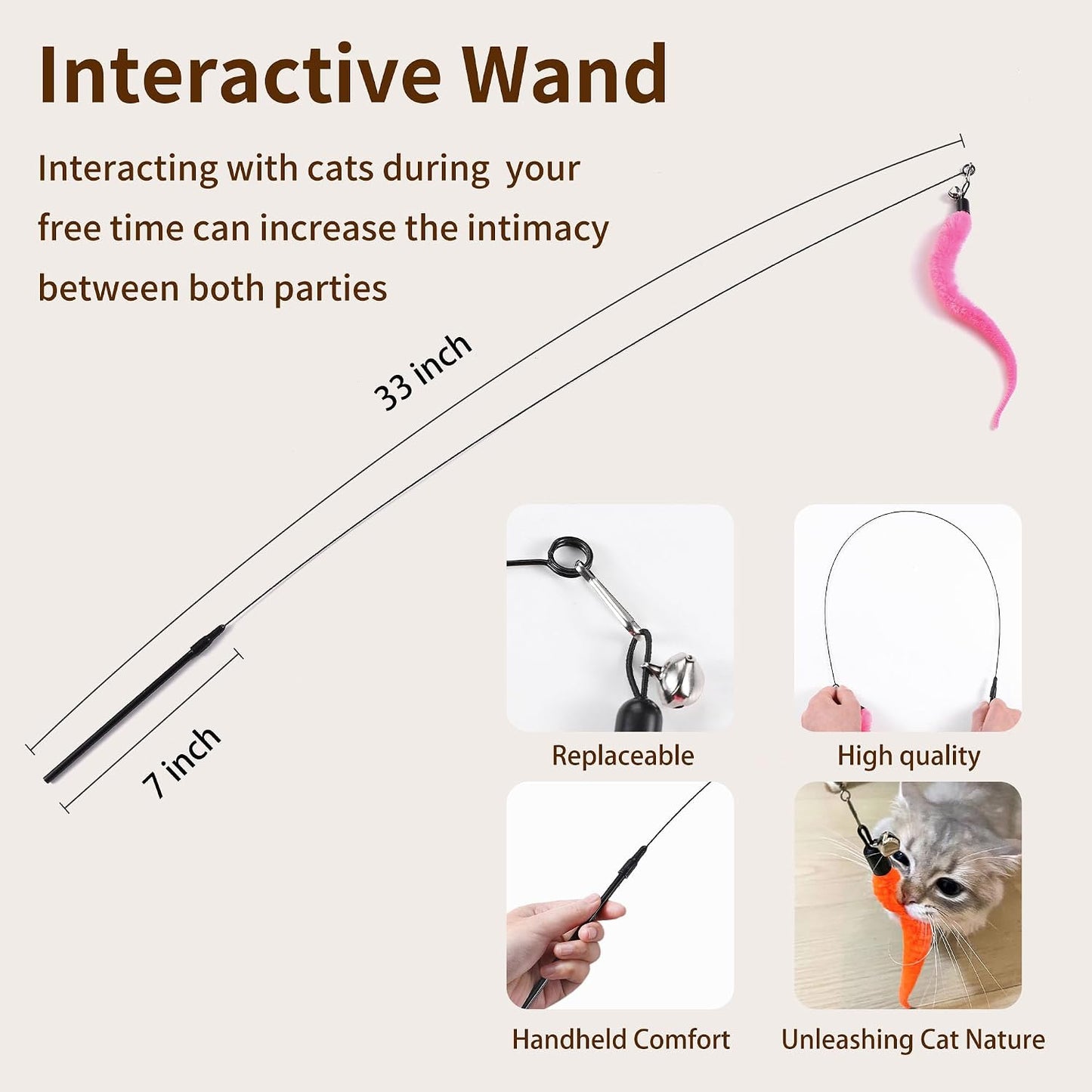 Janbenty interactive cat toys thick adjustable elastic rope close up