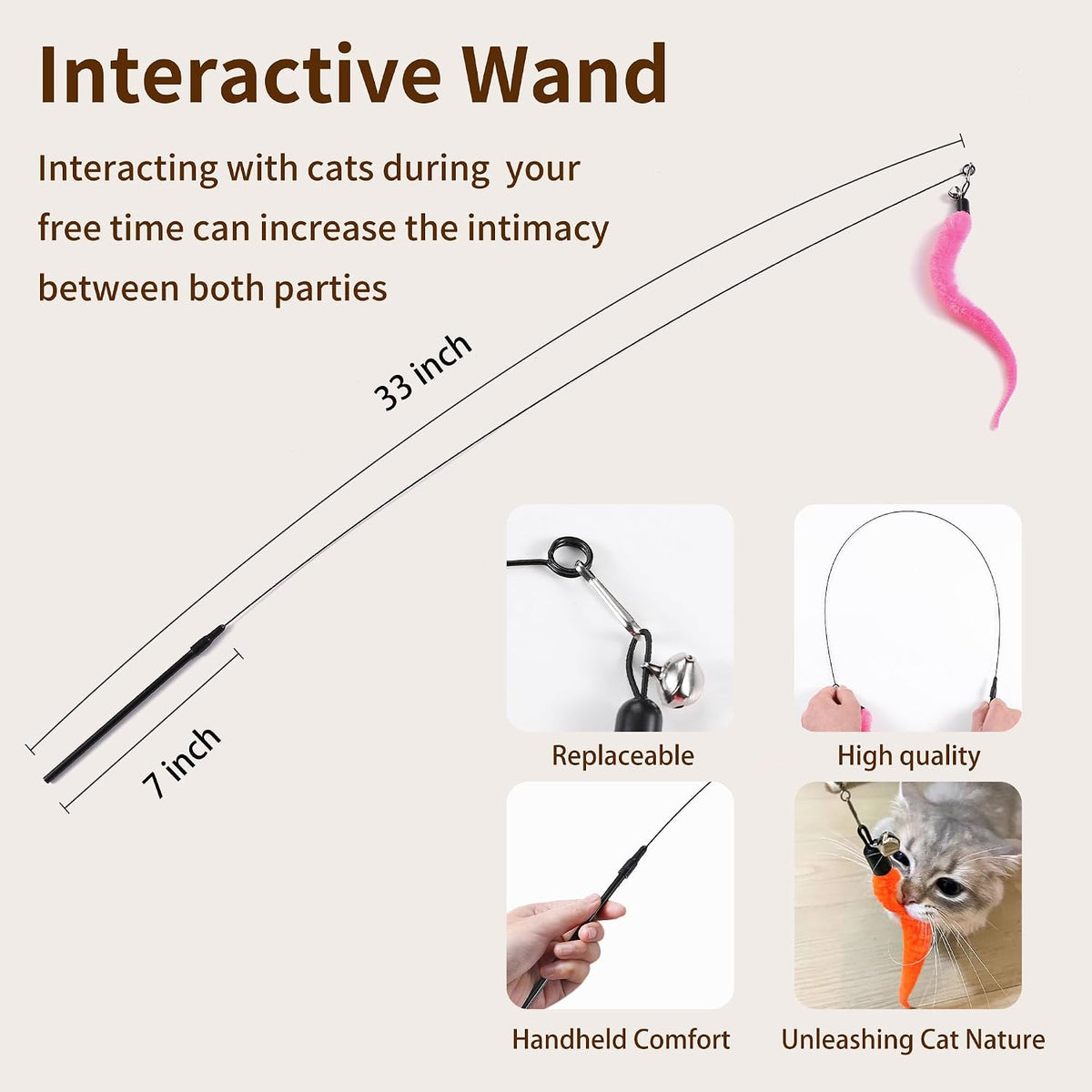 Janbenty interactive cat toys thick adjustable elastic rope close up