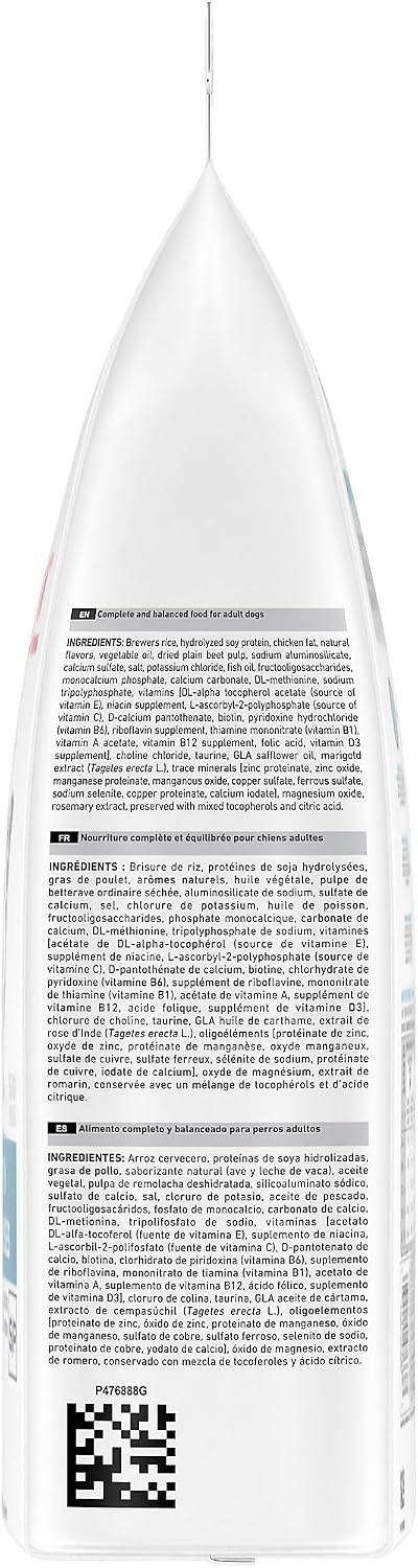 Royal Canin small breed hypoallergenic dog food bag close up showcasing product features