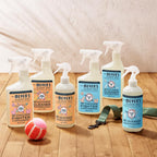 Natural essential oil infused pet deodorizer spray bottle in Coconut Leaf scent.