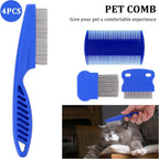 Molain Cat Dog Flea Comb, Pet Tear Stain Remover Comb Set Pet Dog Cat Grooming Comb (4 Pieces) - Image 2