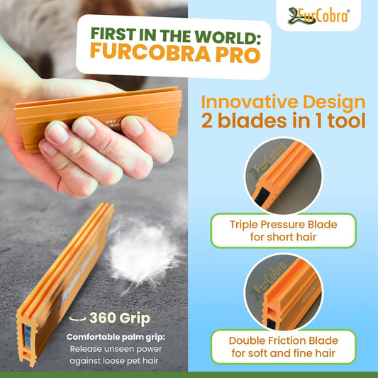 FurCobra pet hair scraper removing dog fur from a car seat