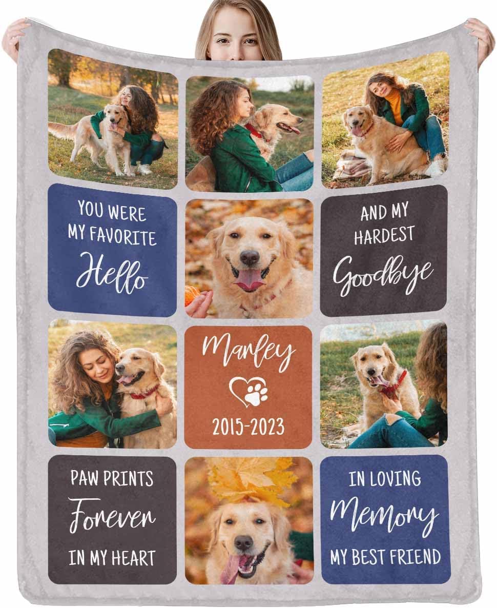 Artsadd Custom Memorial Blanket with Photos and Name-in Loving Memory Gifts Personalized for Loved Ones Lost-Remembrance Blankets for Dogs Cats Pets Lover-Black - Image 9