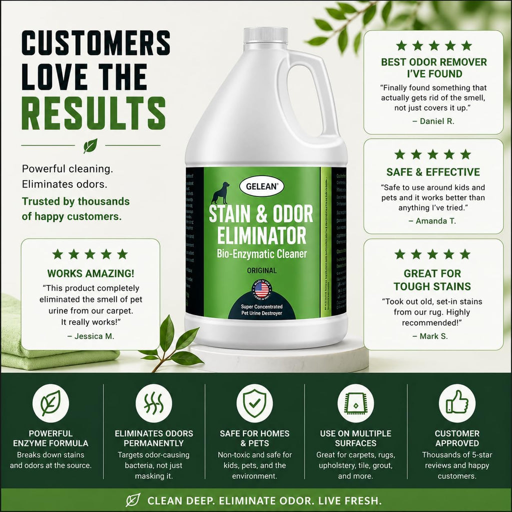 Gelean multi purpose pet stain remover for carpets and hardwood floors