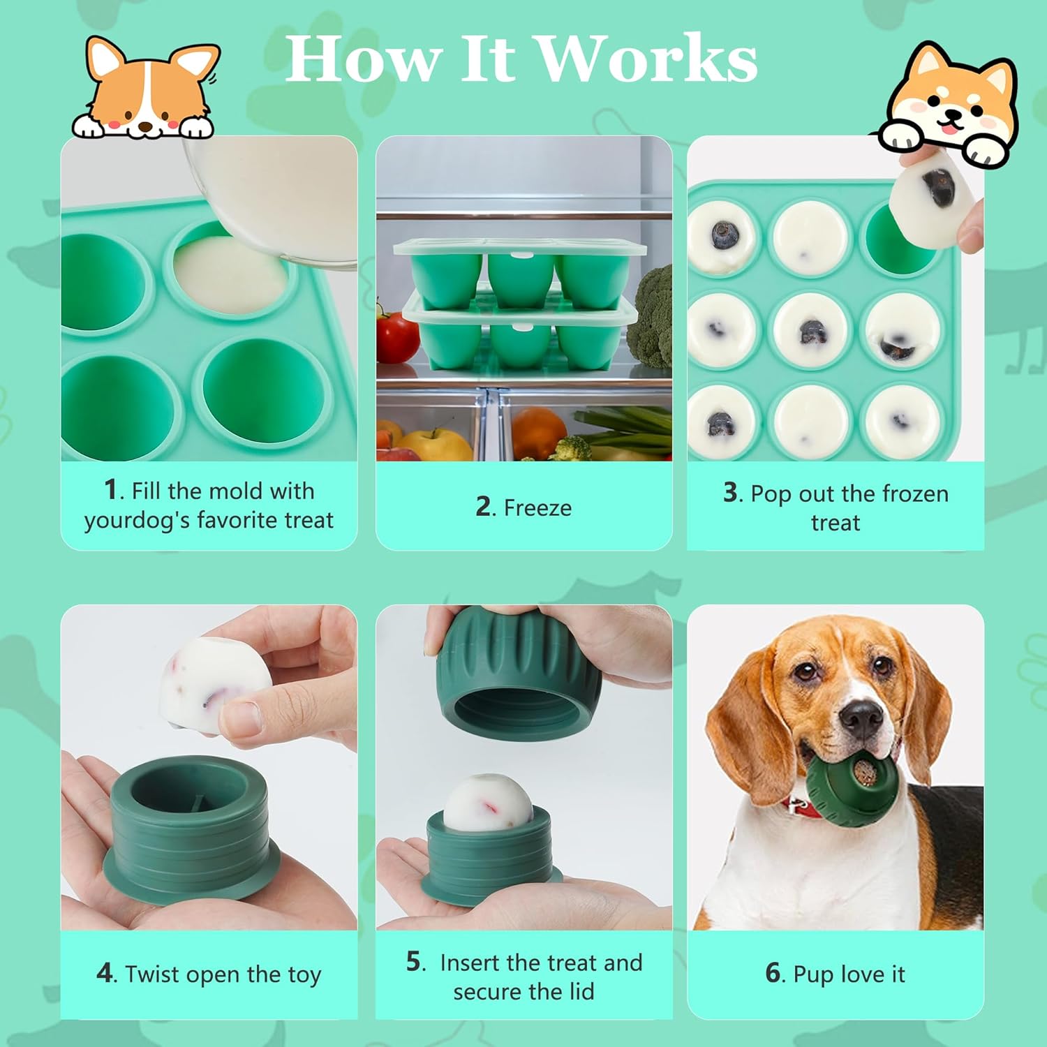 Reusable frozen dog treat tray for small pupsicle toys