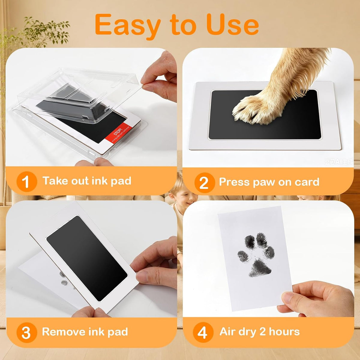 Nabance Paw Print Kit for Dogs & Cats, Inkless Pet Paw & Nose Print, 2 Pack - Image 6