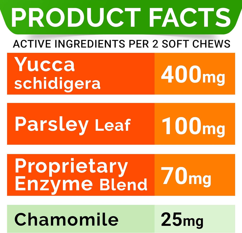 Strellalab No Poo Chews bottle with health benefit icons