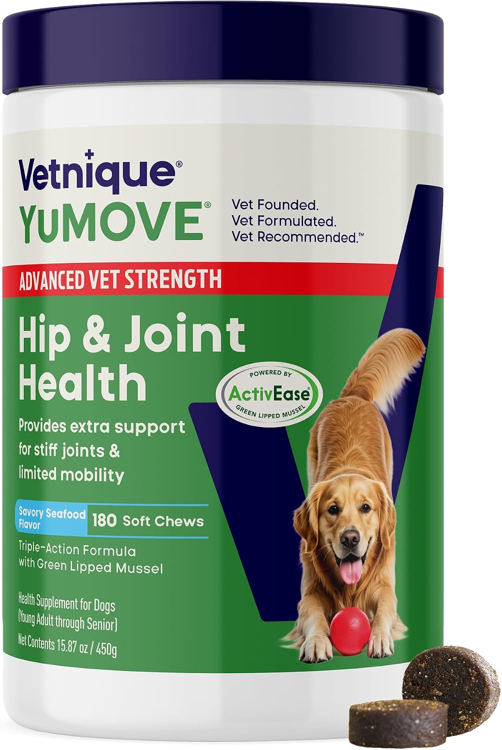 YuMOVE Adult Dog Hip & Joint Soft Chews, ActivEase Green Lipped Mussel, Glucosamine for Dogs, Hyaluronic Acid & Omega 3 - Barbecue Flavor (300ct Chews, Regular Strength) - Image 12