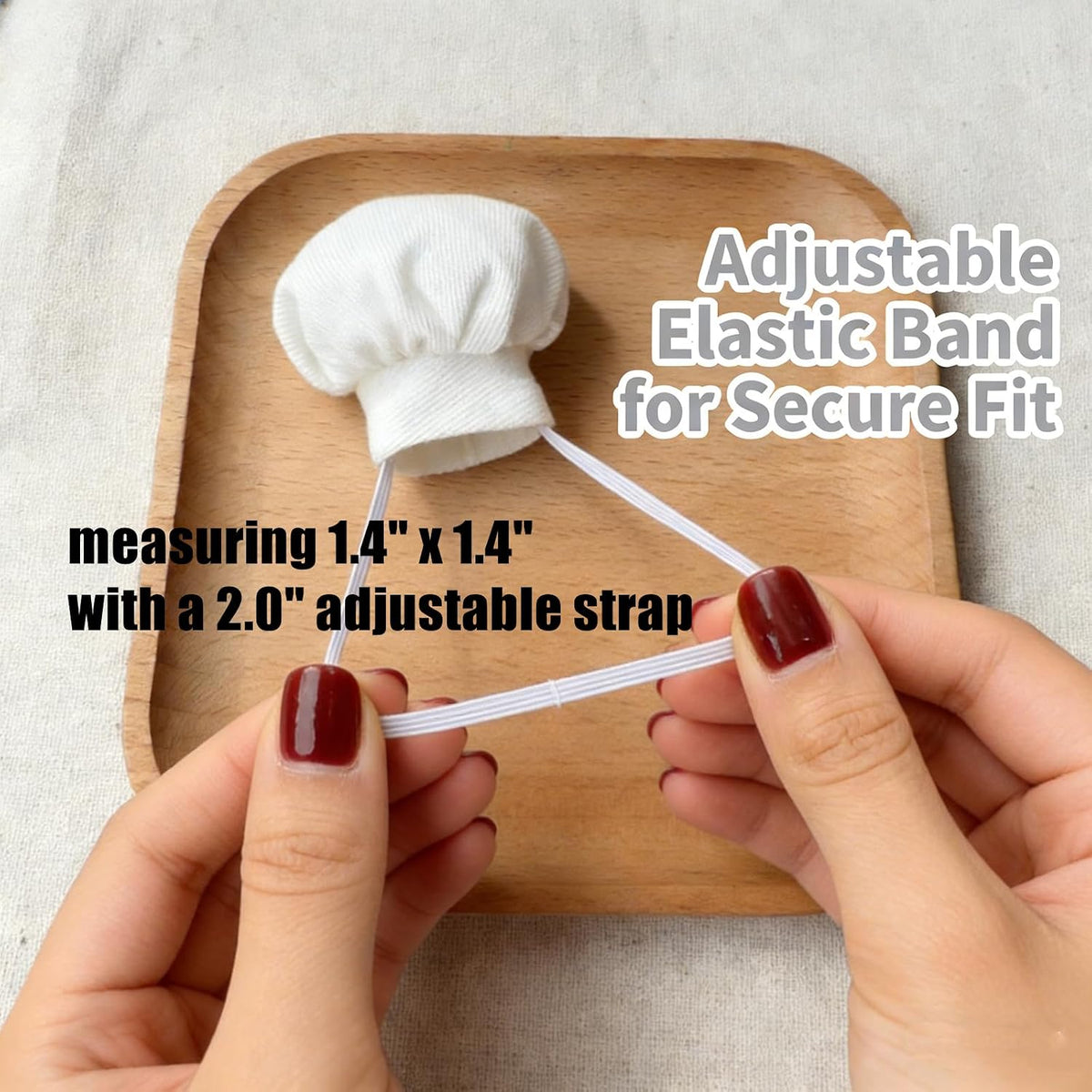 Adjustable cotton small animal cooking caps pack of two details