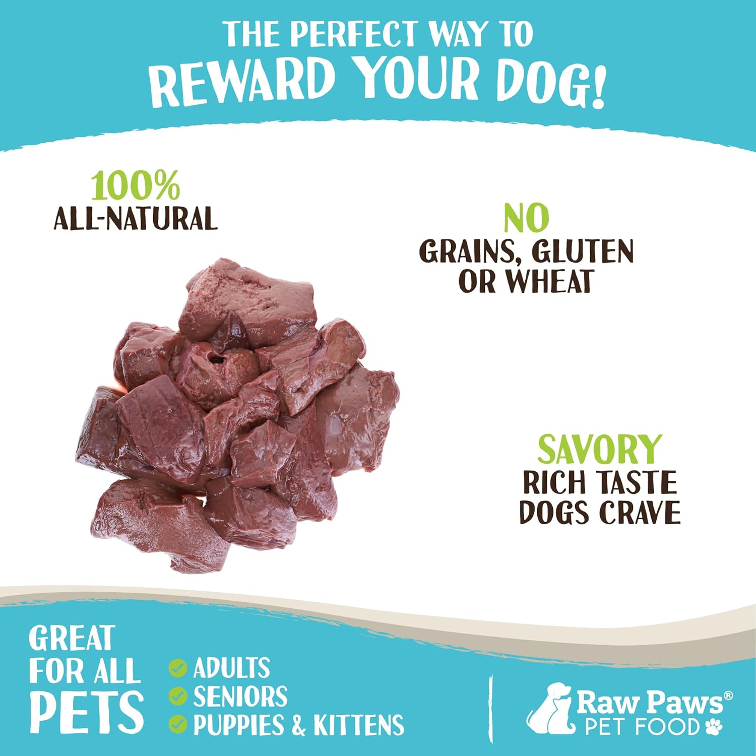 Raw Paws USA sourced natural beef liver dog and cat food packs