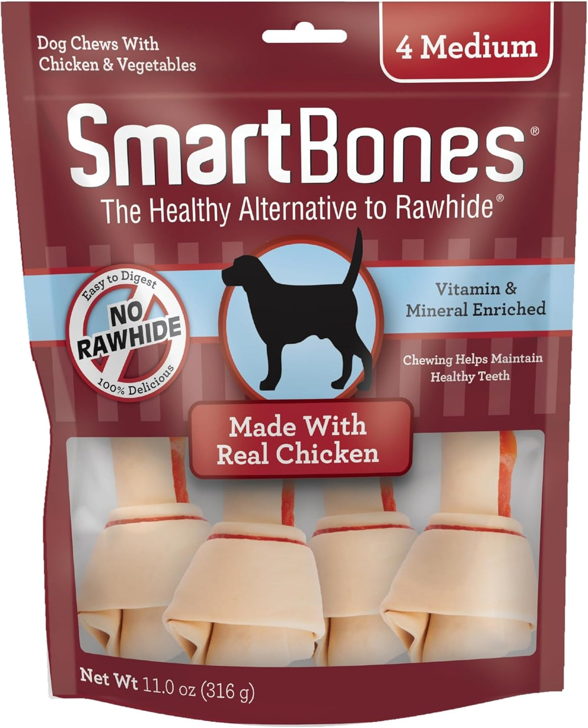 SmartBones Medium Bones With Real Peanut Butter Rawhide-Free Chews For Dogs, 4 Count - Image 14