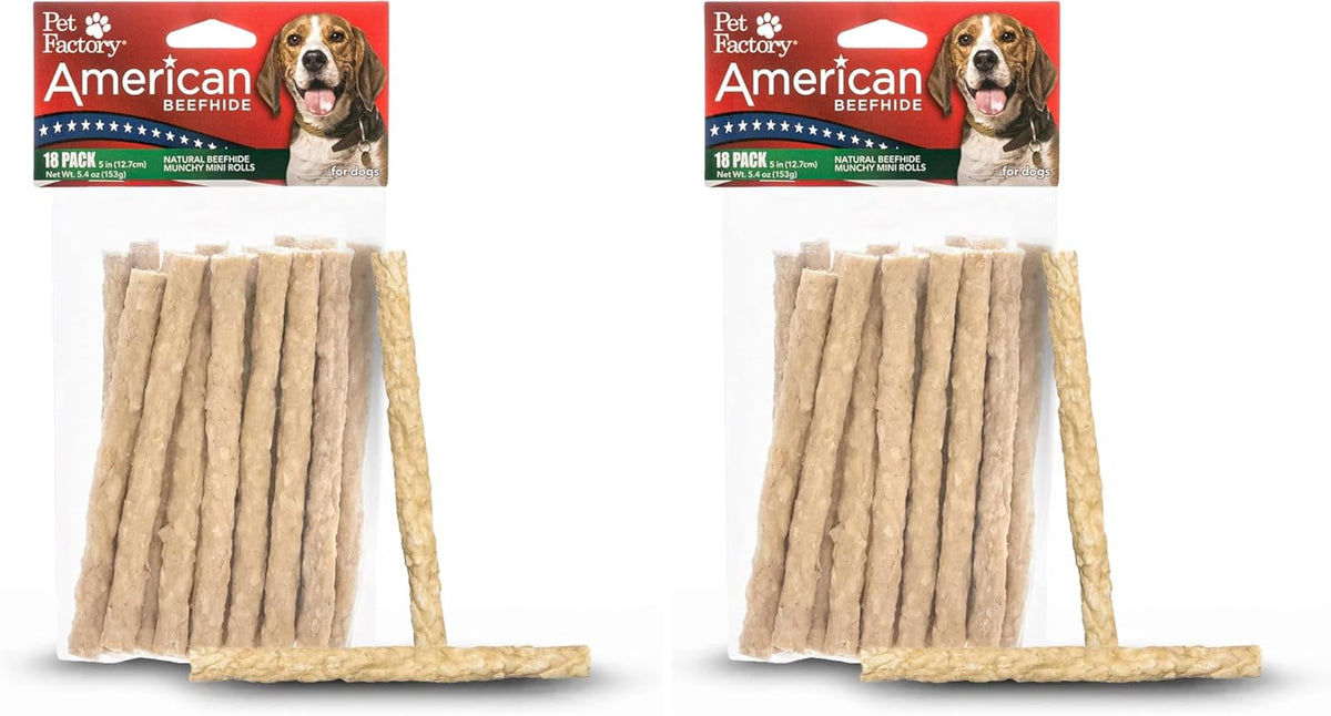Pet Factory American Beefhide 5" Munch Mini Rolls Dog Chew Treats - Natural Flavor, 40 Count/1 Pack - Image 10