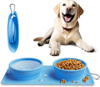 Top view of the fifteen ounce capacity dual compartments of the LPFLASAT collapsible travel pet bowl for food and water