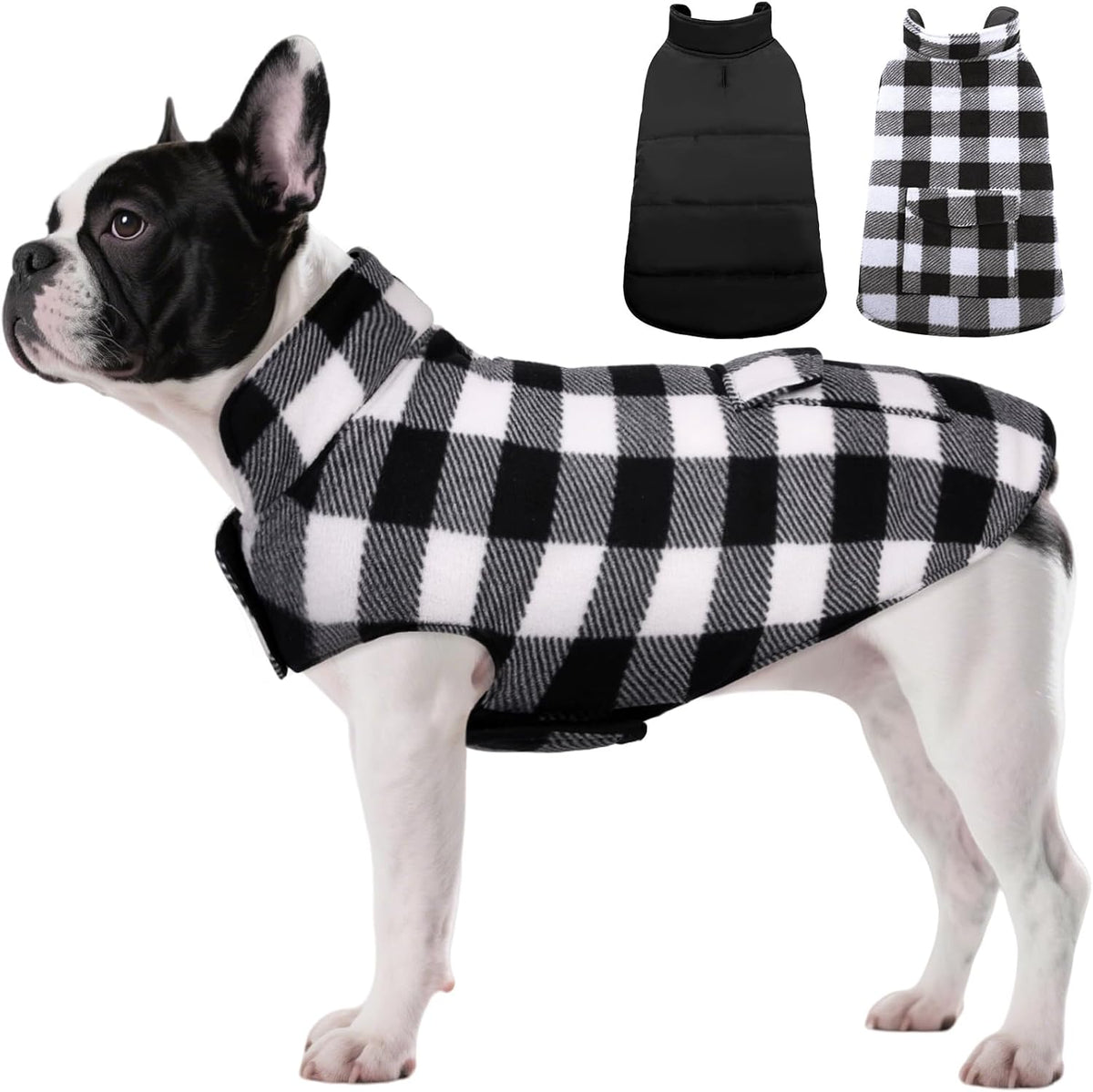ASENKU Dog Winter Jacket Plaid Reversible Vest, Waterproof Dog Coat for Cold Weather, Perfect for Small to Large Dogs (Coffee, 3XL) - Image 10