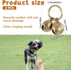 Four pieces of mini brass pet collar tracking bells arranged on a white background.