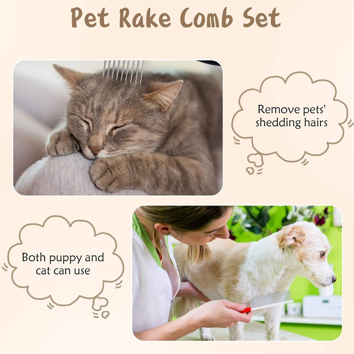 Patelai undercoat rake comb removing loose fur from a long haired dog