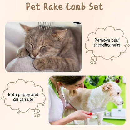 Patelai undercoat rake comb removing loose fur from a long haired dog