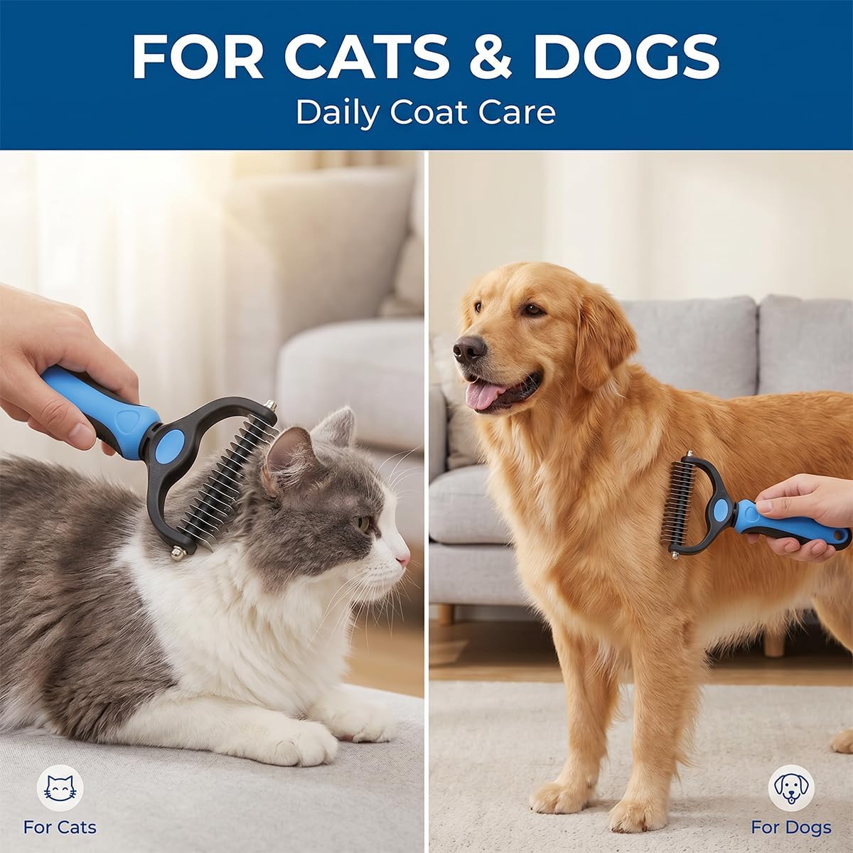 Ergonomic non-slip handle of the Pet Pro grooming tool highlighting its comfortable grip.