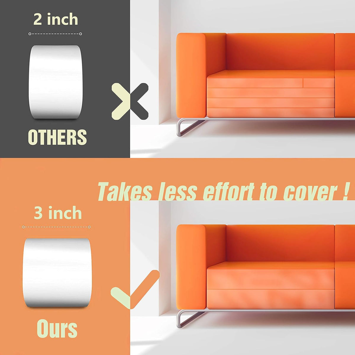 Transparent adhesive strip protecting a wooden door frame
