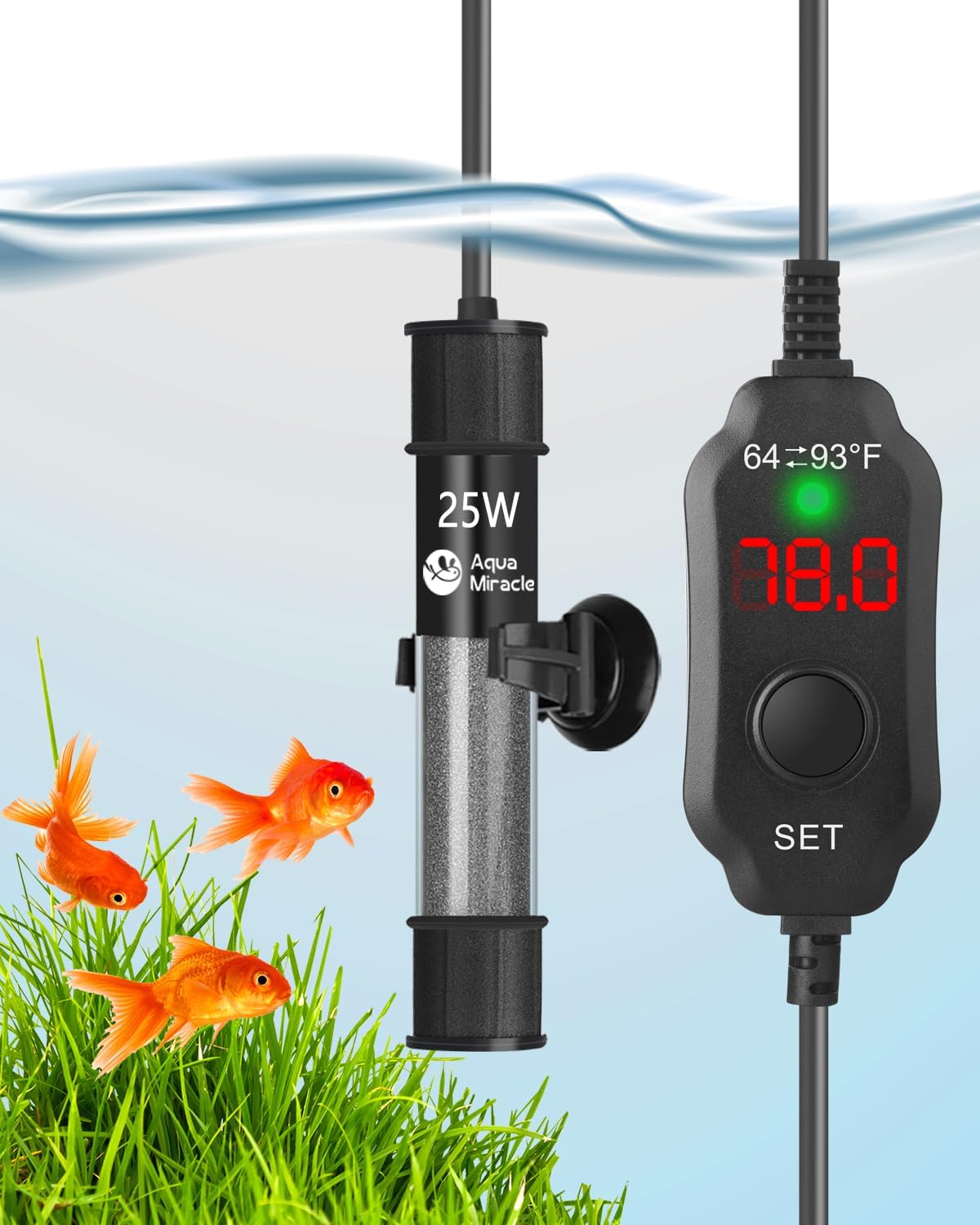 AquaMiracle Aquarium Heater 100W Fish Tank Heater for 10-20 Gal Tanks, LED Digital Display Thermostat Turtle Heater with Out-of-Water Auto Shut-Off, Overheat Protection & Memory Function - Image 14