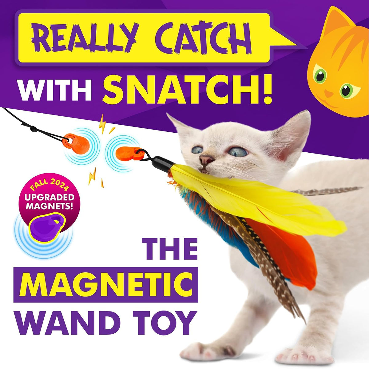 Cat Amazing interactive teaser stick with modular magnetic attachment detaching during play